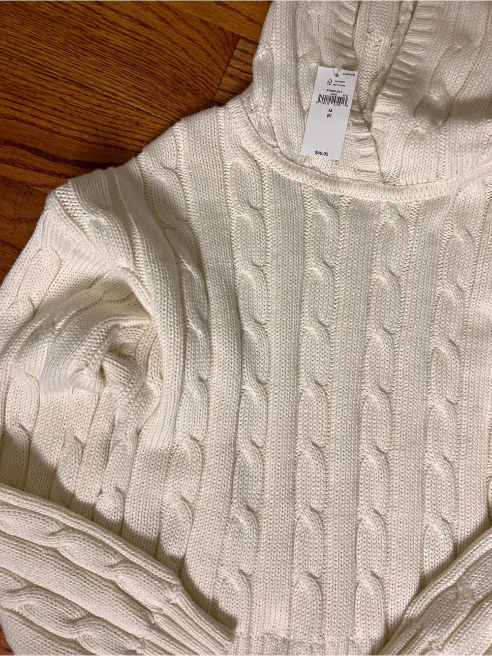 GAP Cream Cable-Knit Hoodie Sweater NWT